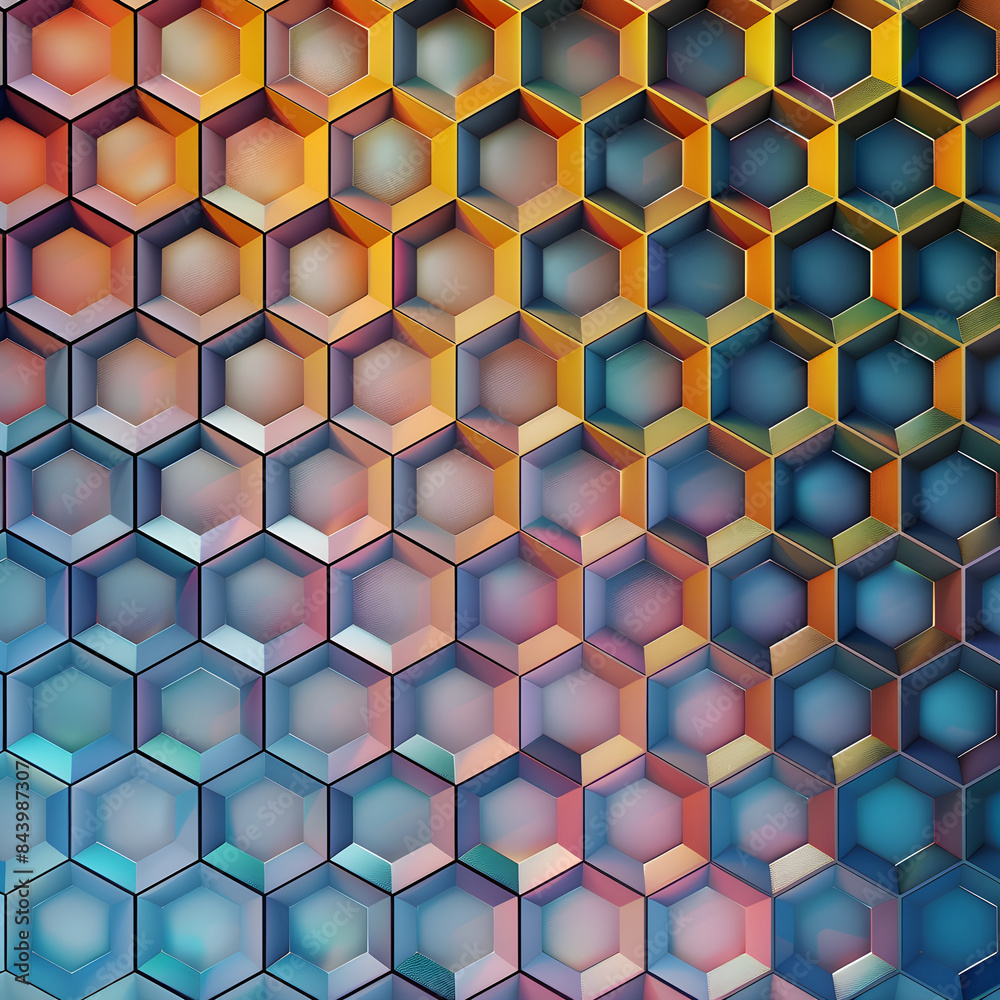 Abstract Hexagon Pattern with Dynamic Colors and Gradient Effects for Modern Design Applications Abstract Hexagon Pattern with Dynamic Colors and Gradient Effects for Modern Design Applications