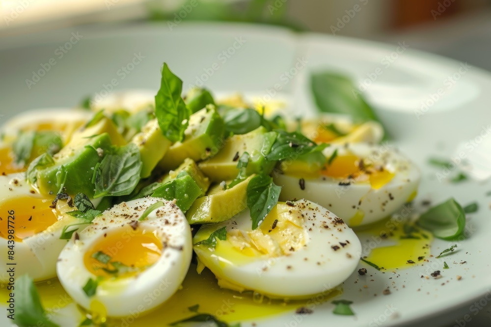 Ketogenic Avocado and Egg Salad with Fresh Herbs and Olive Oil - Ideal for Healthy Diets Ketogenic Avocado and Egg Salad with Fresh Herbs and Olive Oil - Ideal for Healthy Diets