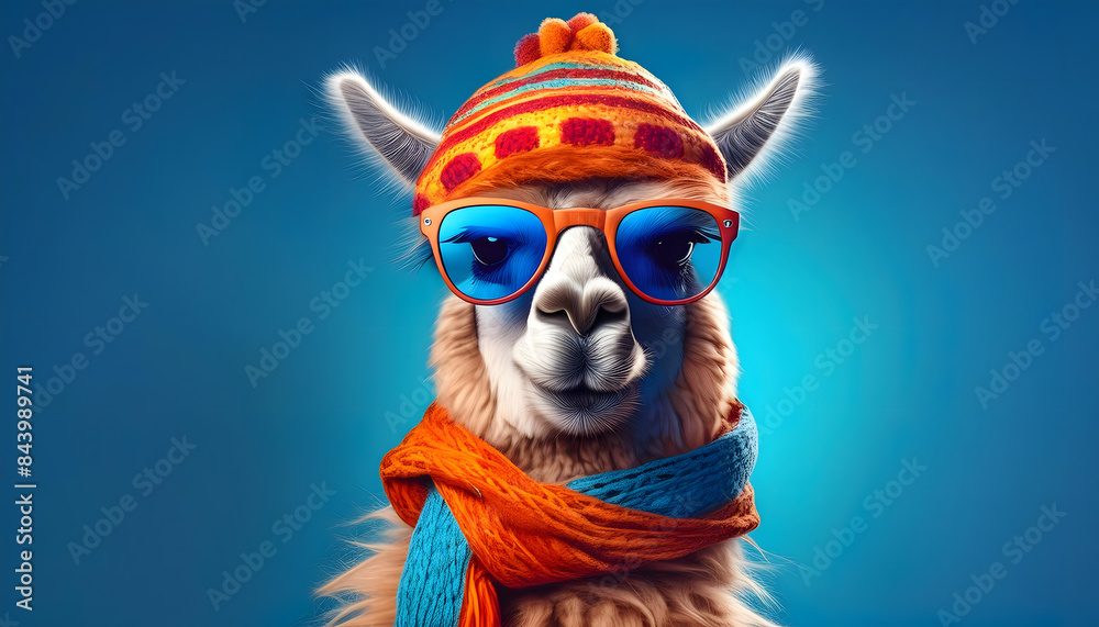 alpaka, sonnenbrille, mütze, strick, orange, close up, copy space, banner, tier, cartoons, herbstlich, herbst, 3d, abstrakt, strickmütze, lama, camel, spaßig, abbildung, spaß, vor, blauem, hintergrund alpaka, sonnenbrille, mütze, strick, orange, close up, copy space, banner, tier, cartoons, herbstlich, herbst, 3d, abstrakt, strickmütze, lama, camel, spaßig, abbildung, spaß, vor, blauem, hintergrund