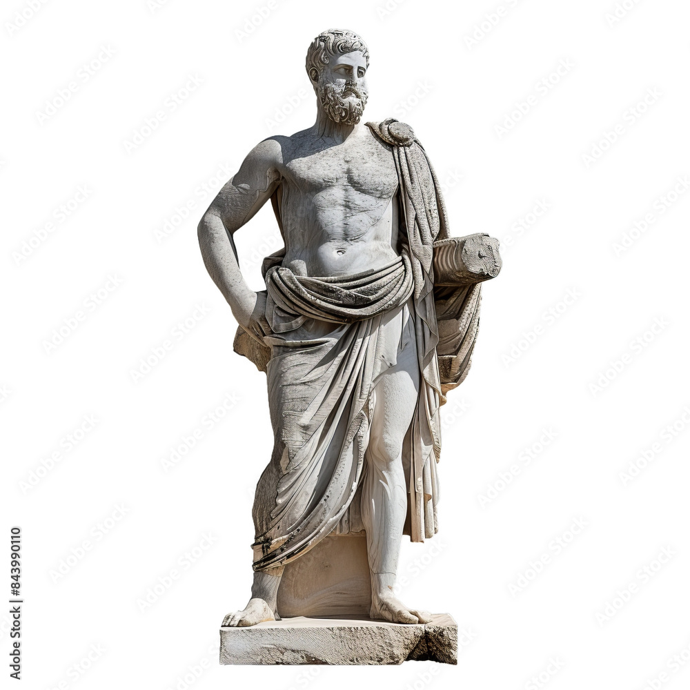 Detailed greek statue depicting a noble figure with a beard, expertly isolated on a transparent background Detailed greek statue depicting a noble figure with a beard, expertly isolated on a transparent background