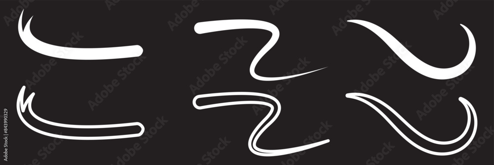 Set of Swoosh and swoop underline typography tails shape in flat styles ...