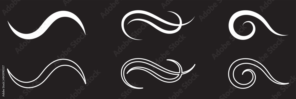 Set of Swoosh and swoop underline typography tails shape in flat styles ...