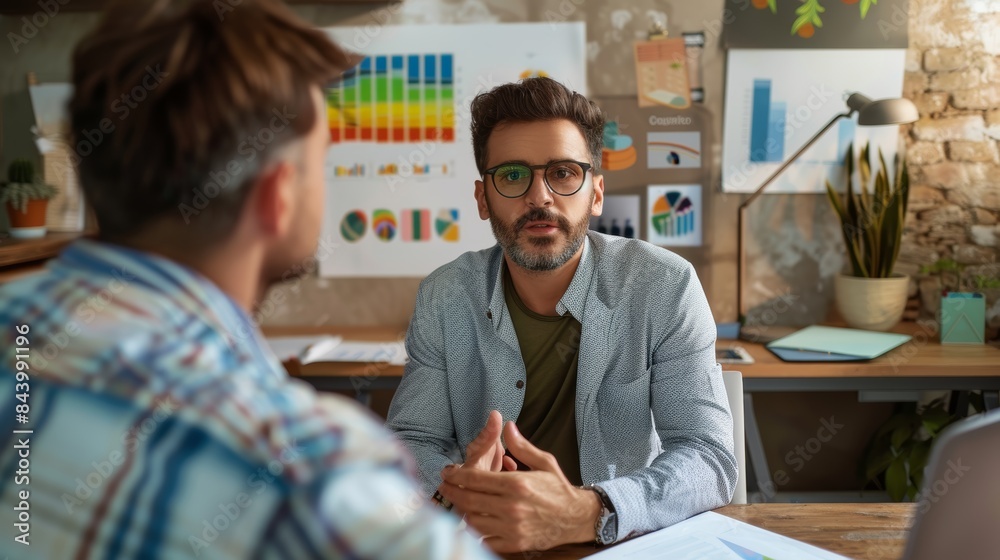 Nutritionist Explains Ketogenic Diet to Client in Modern Office Setting with Diagrams and Charts Nutritionist Explains Ketogenic Diet to Client in Modern Office Setting with Diagrams and Charts