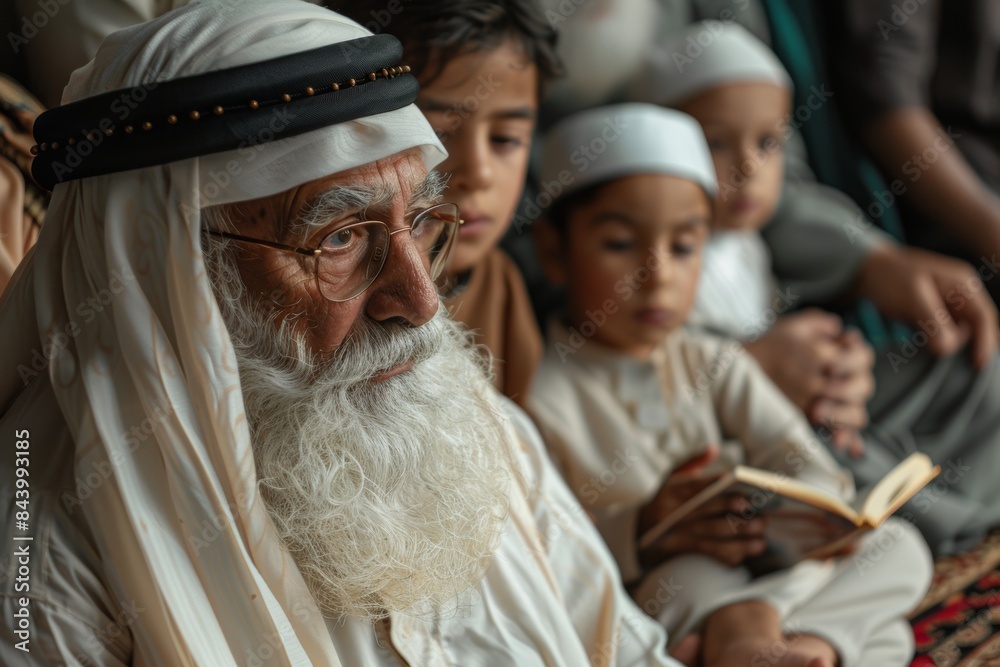 Fototapeta premium Elder Sharing Wisdom With Children