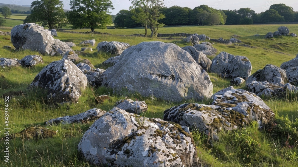 A field of limestone boulders each one unique in its shape and texture. A field of limestone boulders each one unique in its shape and texture.