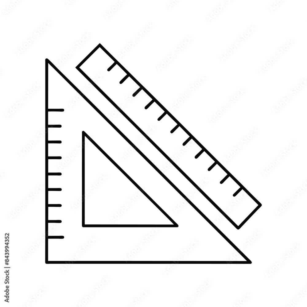 Precision Measuring Tools. Ruler and Set Square Vector Illustration. Precision Measuring Tools. Ruler and Set Square Vector Illustration.