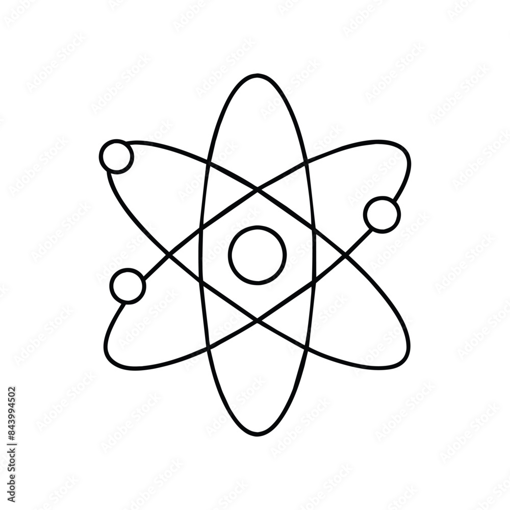 Vector illustration of an atom icon with orbiting electrons in a simplified structure Vector illustration of an atom icon with orbiting electrons in a simplified structure