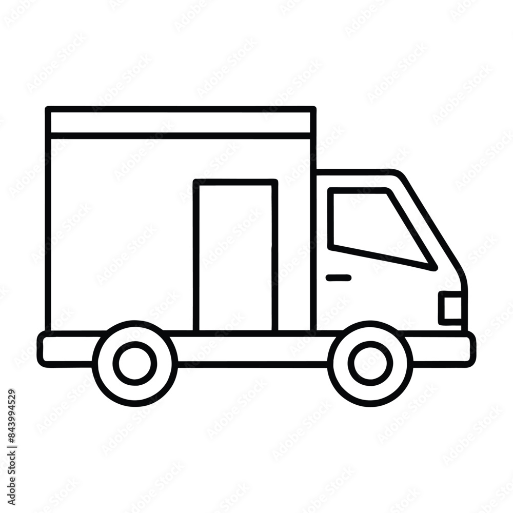 Vector illustration of a delivery truck icon in simple black and white design Vector illustration of a delivery truck icon in simple black and white design