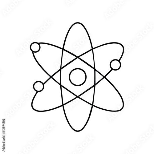 Vector illustration of an atom icon with orbiting electrons in a simplified structure