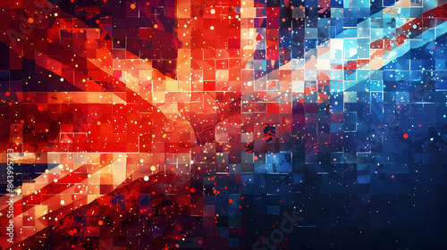 United Kingdom flag with a mosaic effect background