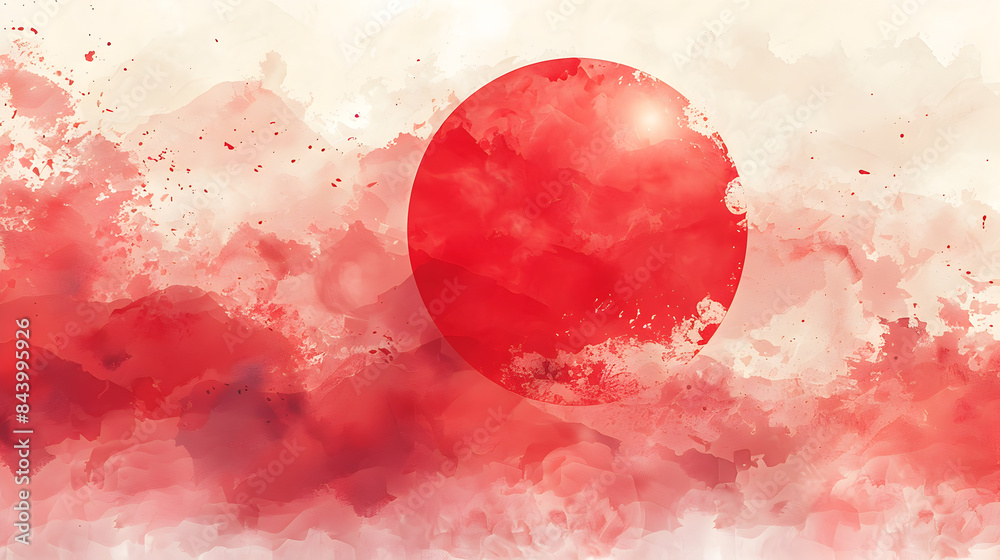 Abstract watercolor background with red circle shape Abstract watercolor background with red circle shape