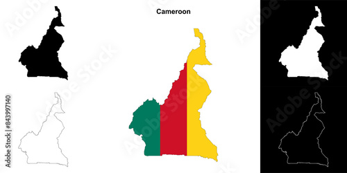 Cameroon blank outline map set
