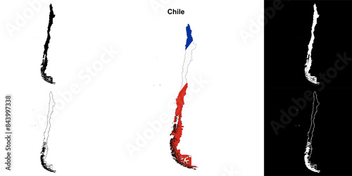 Chile blank outline map set