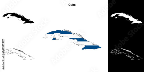 Cuba blank outline map set