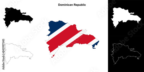 Dominican Republic blank outline map set
