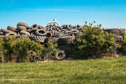 Discarded tyres await environmentally friendly recycling