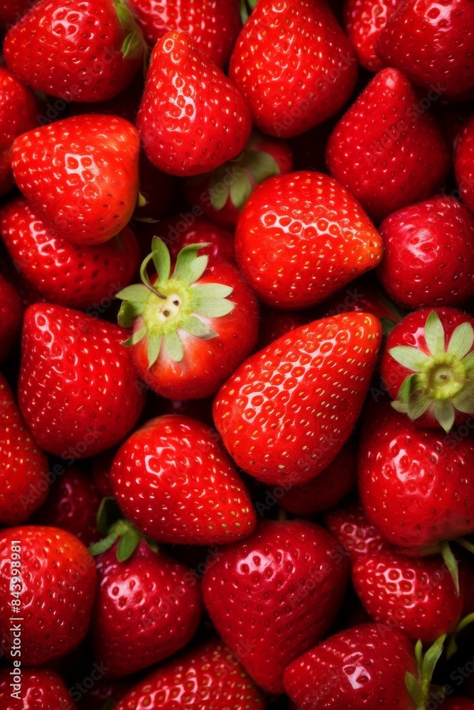 A Close Up View of Freshly Ripe Strawberries