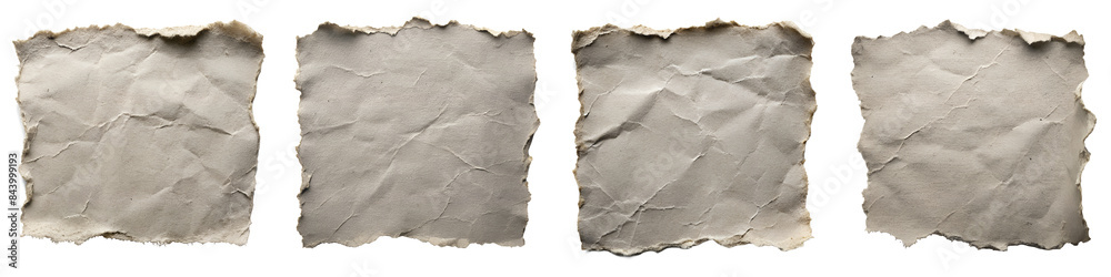 Torn retro grey piece of paper isolated on transparent background PNG file Torn retro grey piece of paper isolated on transparent background PNG file