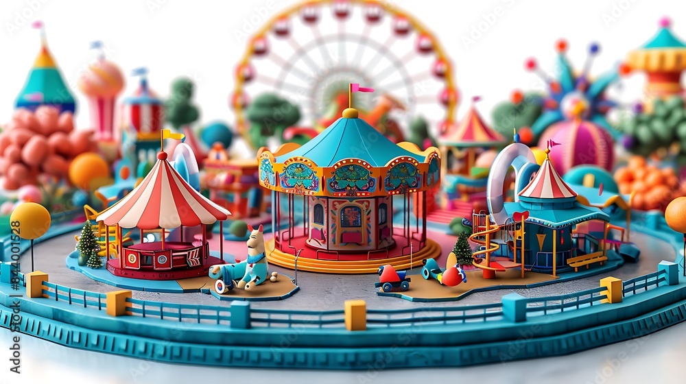 vibrant carnival scene with colorful rides games and festive decorations cut out on an isolated minimalistic background vibrant carnival scene with colorful rides games and festive decorations cut out on an isolated minimalistic background