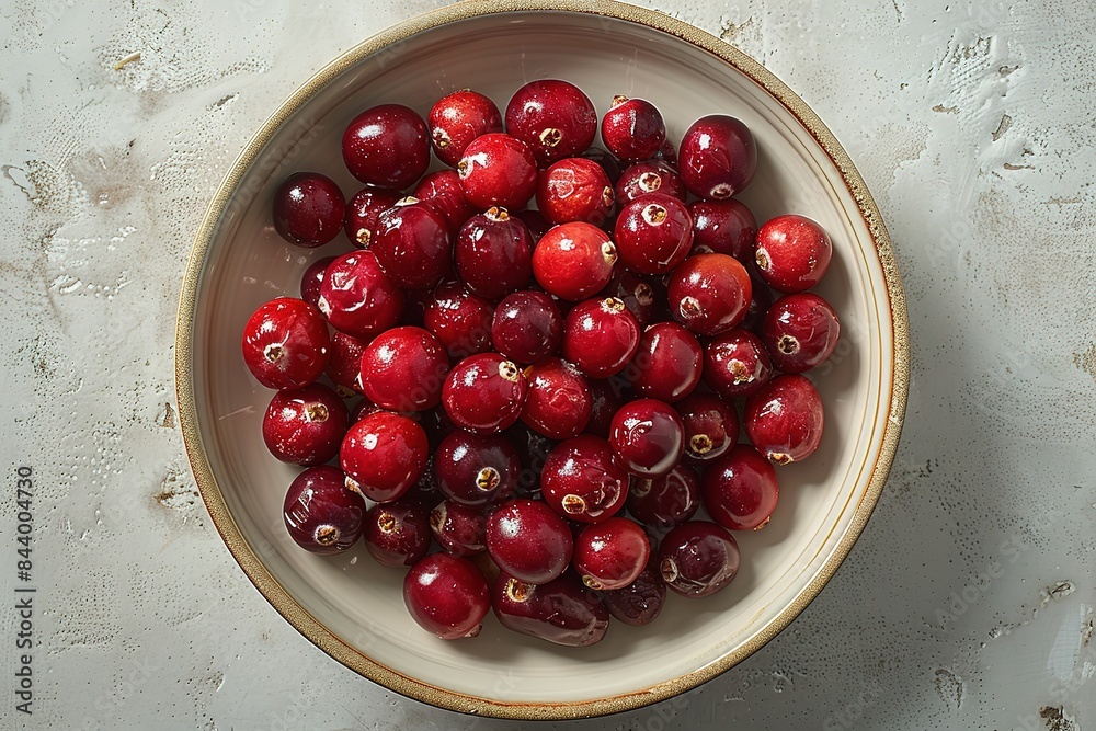 A bowl of red berries sits on a white counter A bowl of red berries sits on a white counter