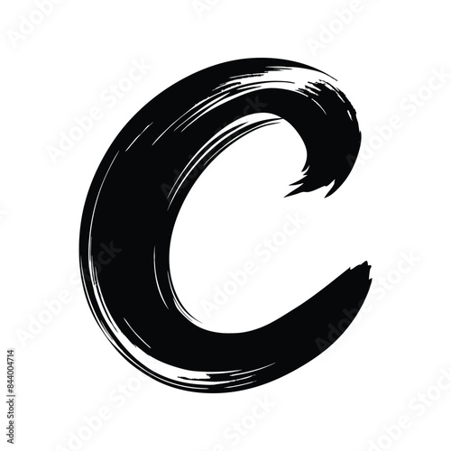 letter C in black paint brushstroke style vector design on white background