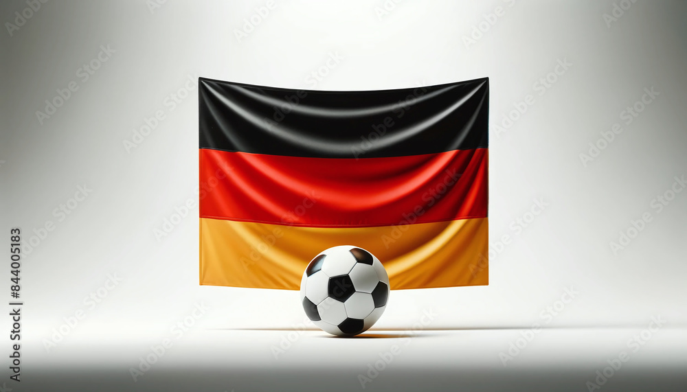 Naklejka premium Large German Flag with Soccer Ball. Europian Championship. EM.