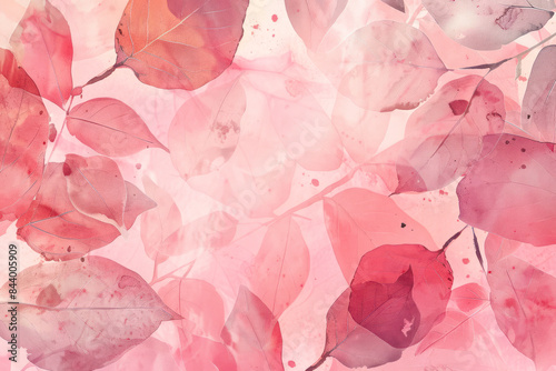 Abstract art botanical pink background. Luxury wallpaper with pink and earth tone watercolor, leaf. © Inspiration