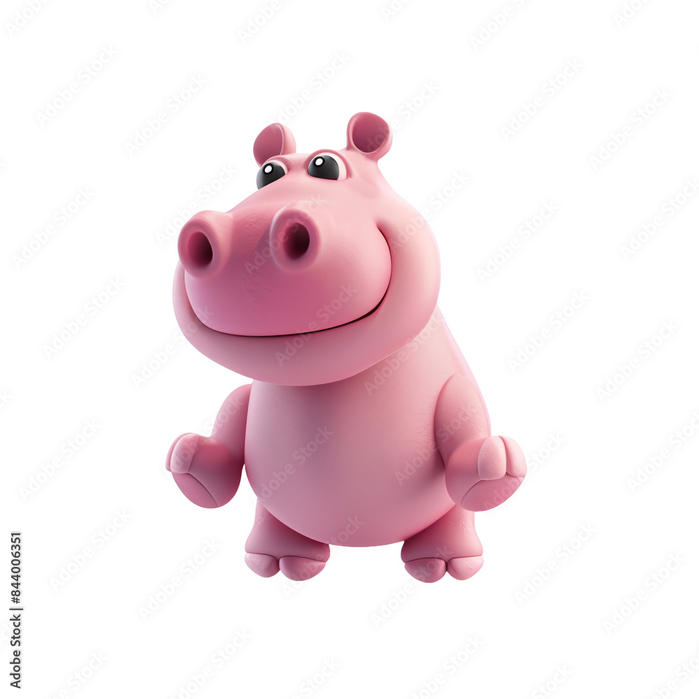 Smiling Pink Hippo Cartoon Character Smiling Pink Hippo Cartoon Character
