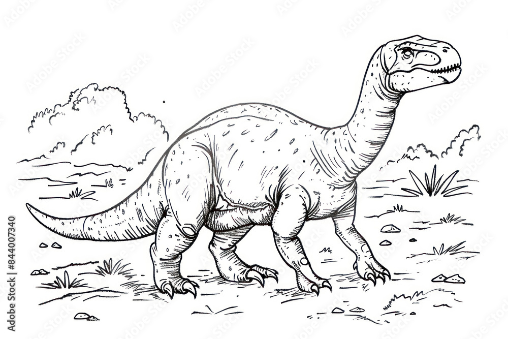 Fototapeta premium Dinosaur Coloring Page Illustration.
