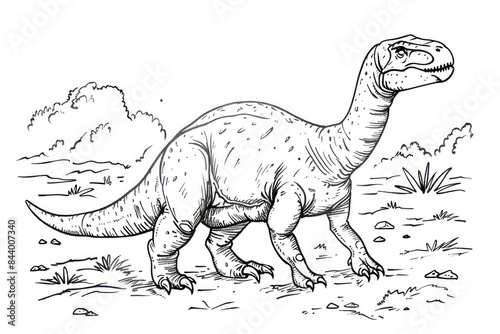 Dinosaur Coloring Page Illustration.