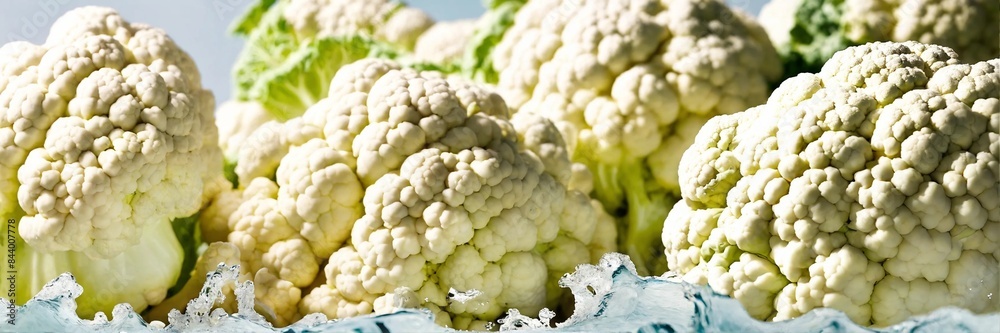 Splashes and waves of cauliflower juice isolated on sweet fresh cauliflower