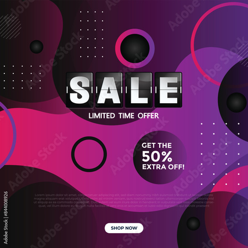 Modern Mega sale banner composition with flat discount background template abstract vector