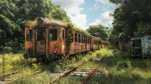 rusty and abandoned train in the middle of a forest