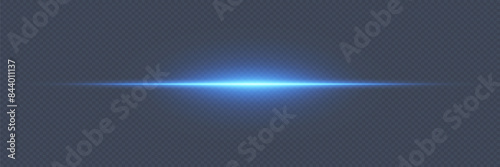 Blue dynamic lines of light. Laser flash of luminous flare. On a transparent background. photo