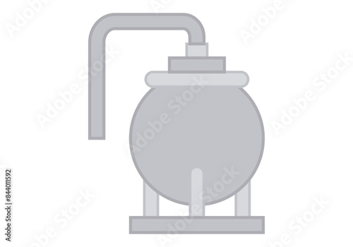 Almacén de gas natural o combustible en fondo blanco