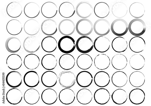 Hoja de iconos de círculos de trazados de pincel negro