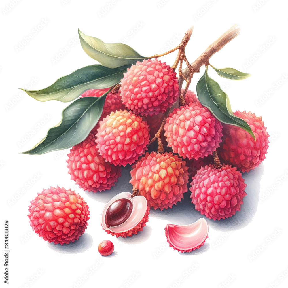 Lychee fruit isolated illustration. Lychee fruit isolated illustration.
