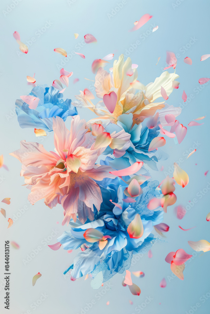 Soft Floral Explosion, Pastel Palette Soft Floral Explosion, Pastel Palette