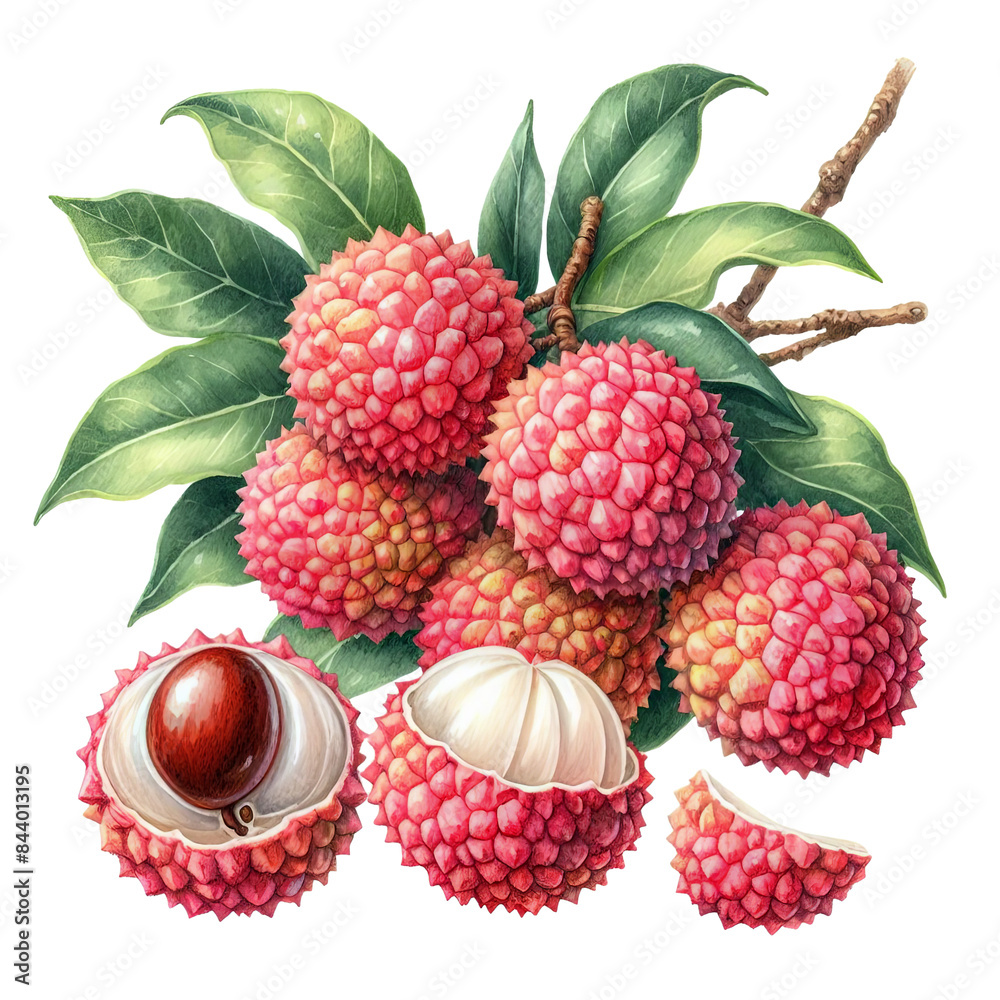 Lychee fruit isolated illustration. Lychee fruit isolated illustration.