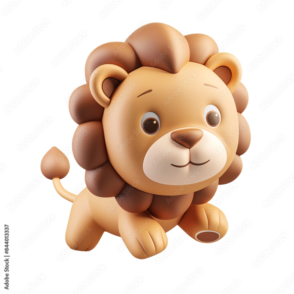 Obraz premium Adorable 3D Cartoon Lion Illustration