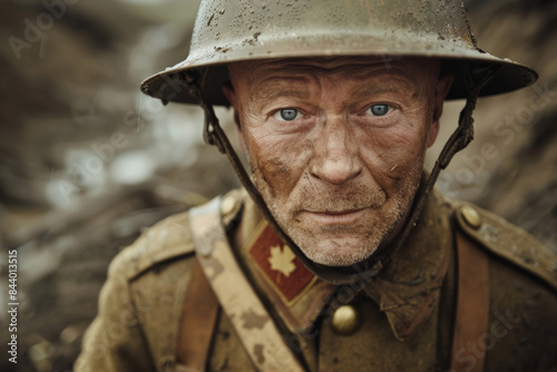 World War I Canadian Soldier in Uniform.