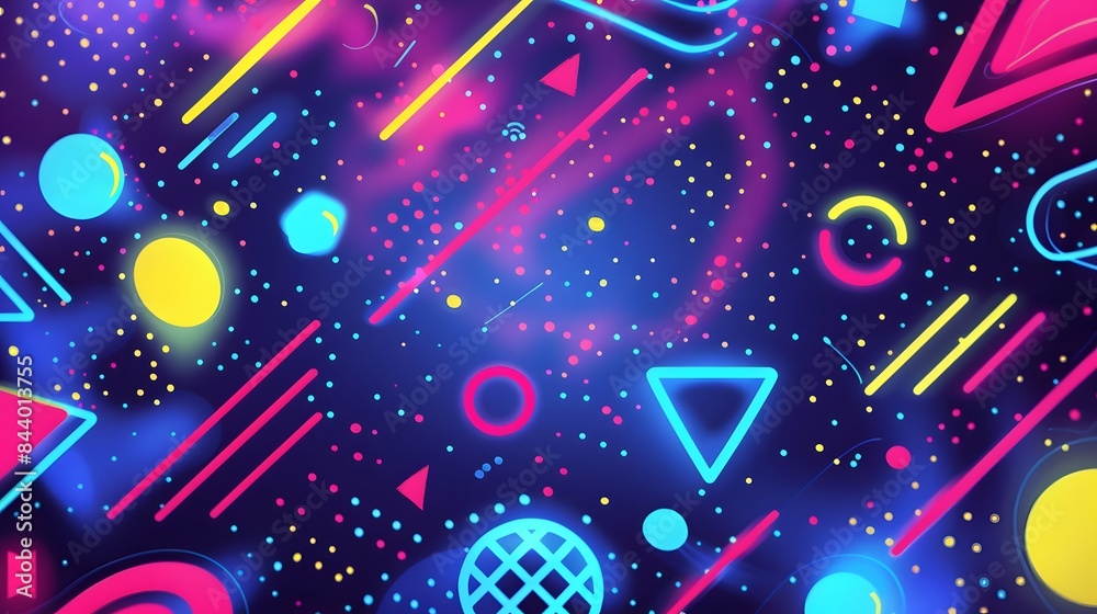 90's theme background in neon colors design