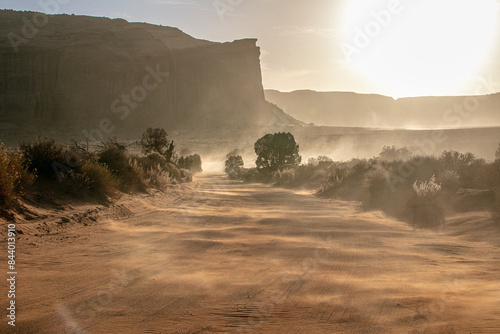 Monument Valley in Utah and Arizona in sand storm time photo