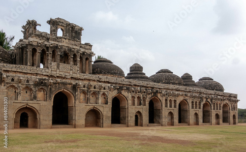 HISTORICAL SITE OF THE ELEPHANT STABLE IN HAMPI, INDIA.