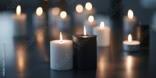 Group Dynamics: Black Candle Representing Diversity Among White Candles