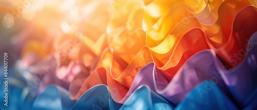 Vibrant abstract art with colorful folded waves and bright lighting, creating a warm and energetic composition, perfect for creative projects. photo