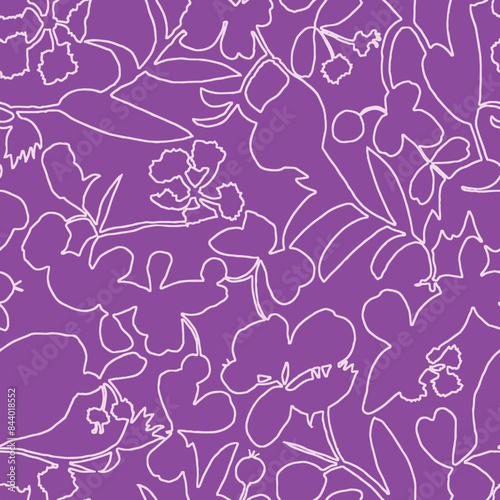 Trendy floral seamless pattern collection. Set of vintage 70s style flower background illustration. Colorful pastel color groovy artwork bundle, y2k nature backgrounds with spring plants