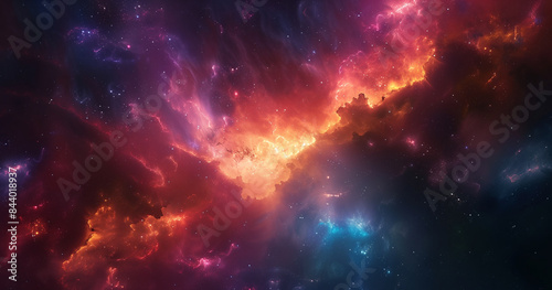 Abstract beautiful outer space background. Bright nebula in cosmos  Magic colorful nebula in realistic galaxy