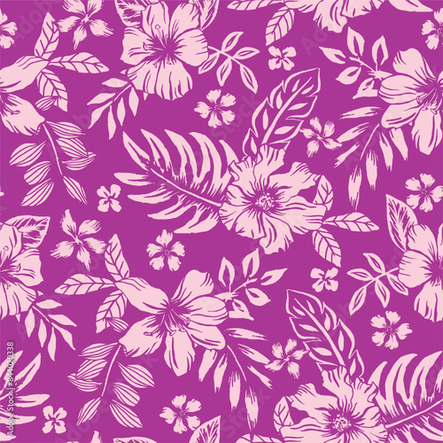 Trendy floral seamless pattern collection. Set of vintage 70s style flower background illustration. Colorful pastel color groovy artwork bundle, y2k nature backgrounds with spring plants