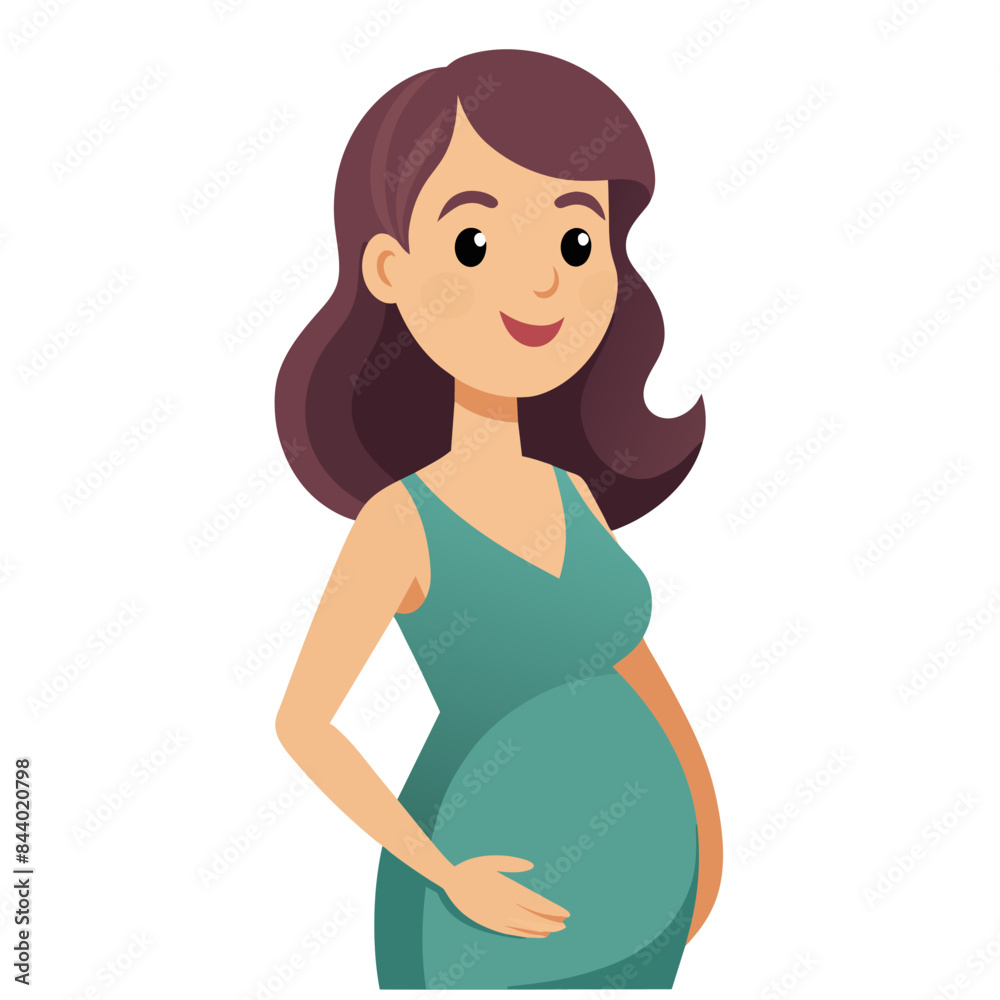 The cartoon depicts a pregnant woman gently cradling her belly The cartoon depicts a pregnant woman gently cradling her belly